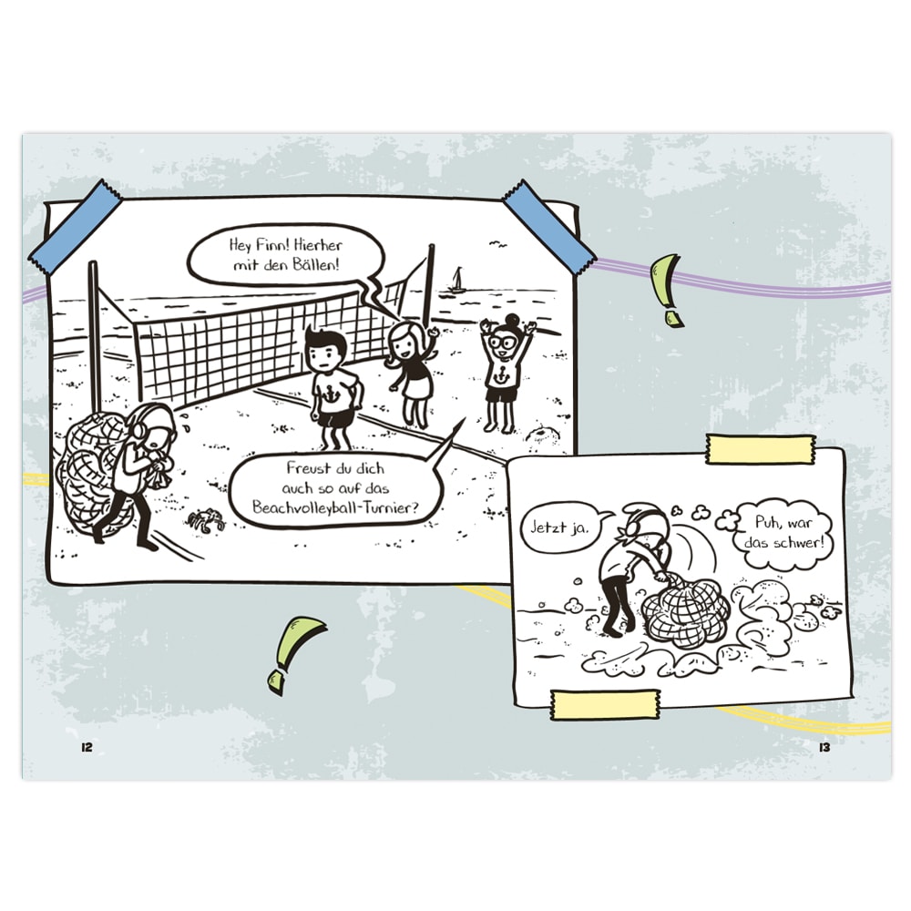 Comic: Zwei Freunde besprechen ein Beachvolleyballturnier