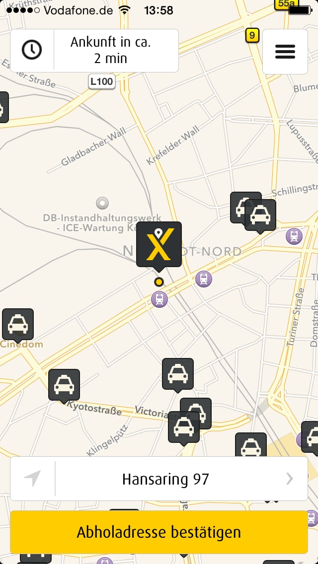 MyTaxi – Screenshot iPhone