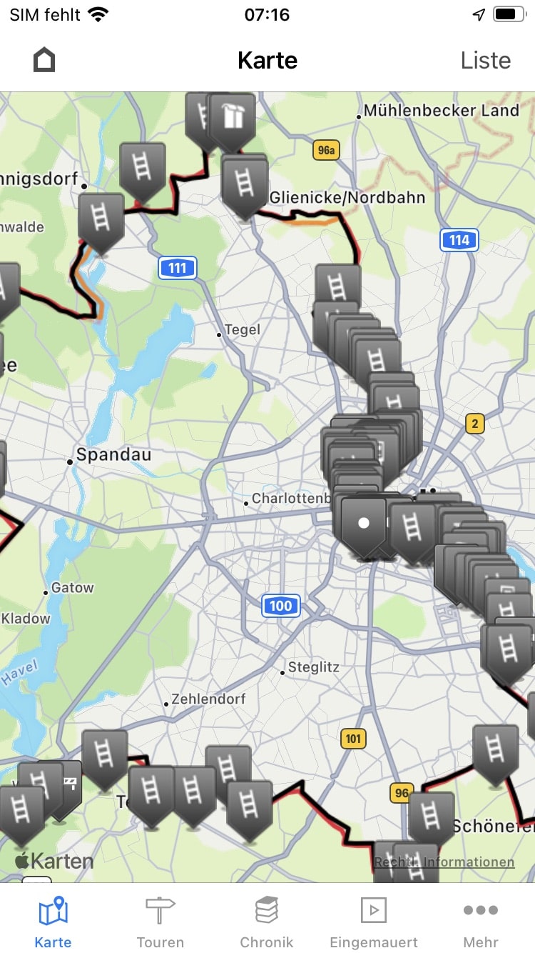 Die Berliner Mauer – Screenshot iPhone
