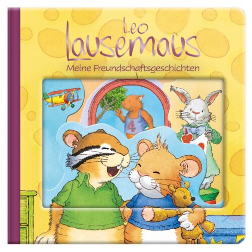 Cover eines Kinderbuchs mit Zeichentricktieren und dem Titel „Leo Lausemaus: Meine Freundschaftsgeschichten.